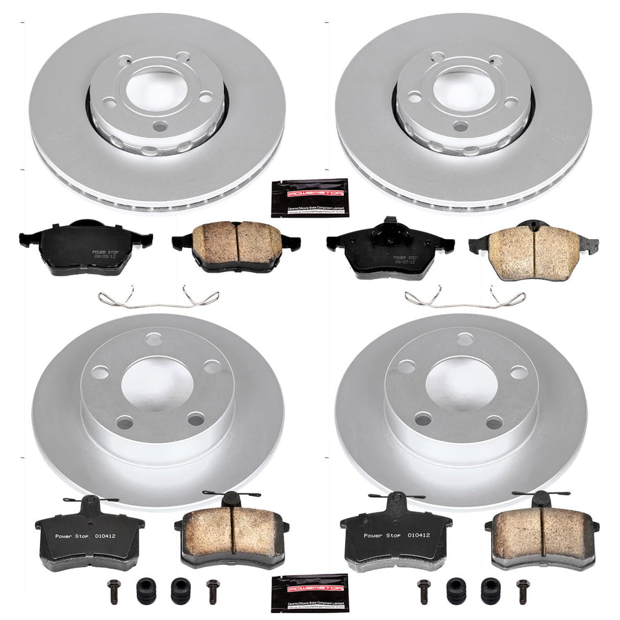 Power Stop Z23 Evolution Geomet Coated Brake Kit Front and Rear For Audi A4 Quattro 1996-1998 [Model Specific]