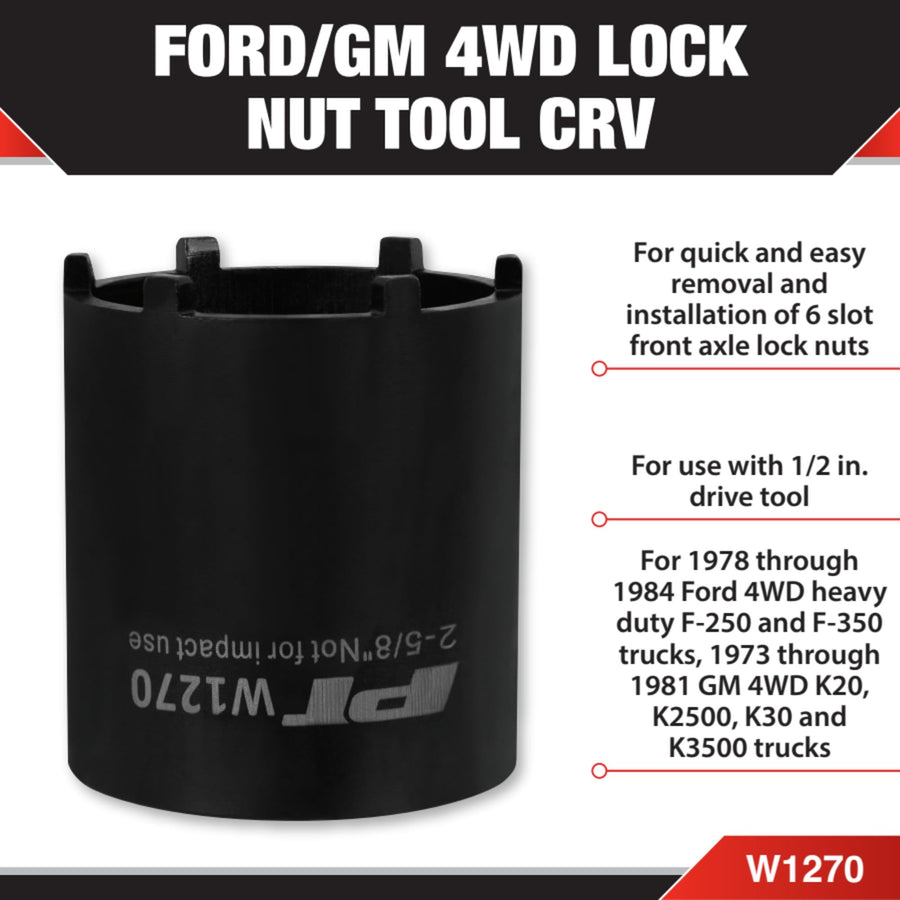 Ford/Gm Performance Tool W1270 4 Wheel Drive Lock Nut Tool, 1/2-Inch Drive x 2-5/8-Inch Lock Nut Socket