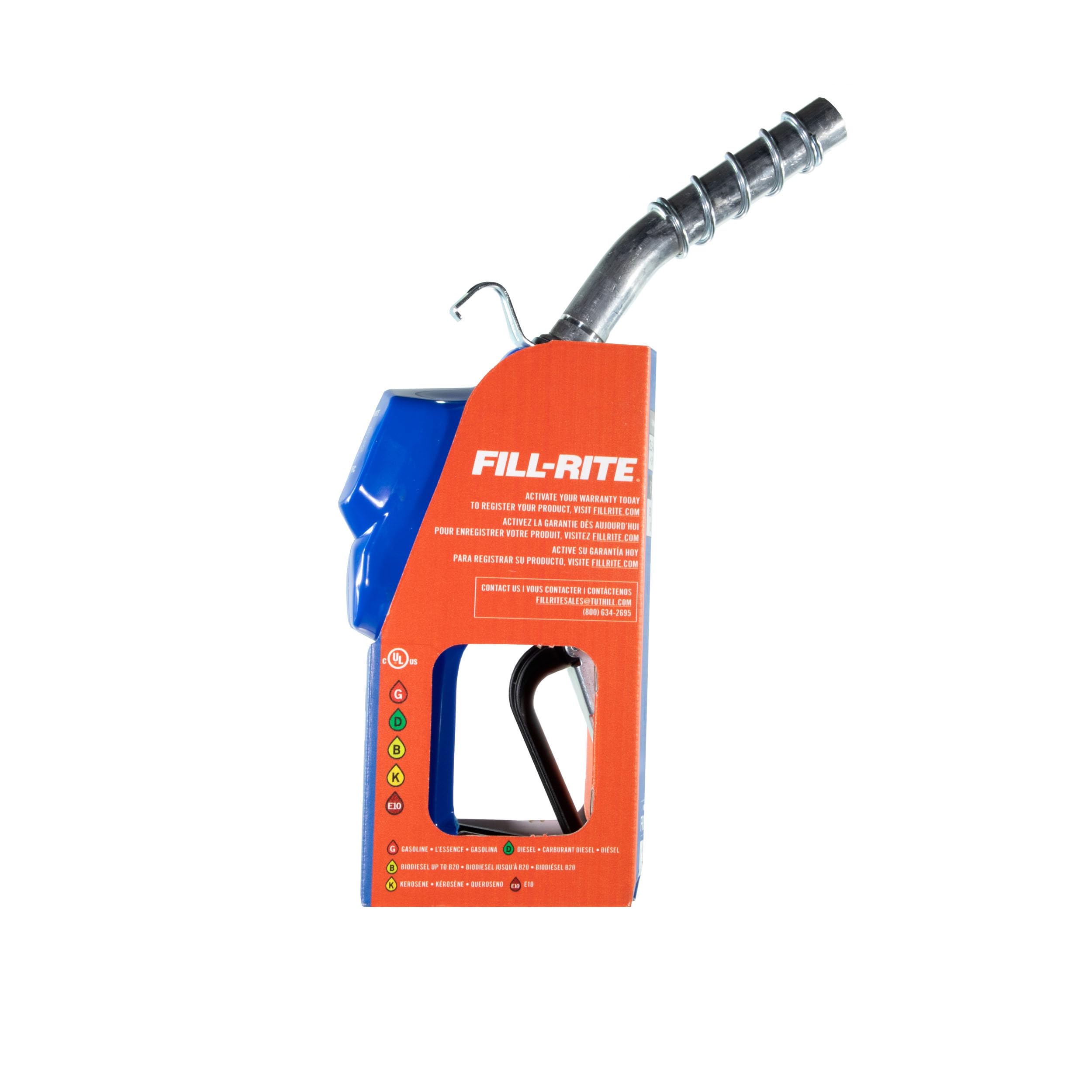 Fill-Rite ¾” FRNA075DAU10 3 to 15 GPM Sub-Zero Automatic Fuel Transfer Nozzle | Cold Weather Applications, Blue| For Gasoline, Diesel, Biodiesel up to B20, E15 & Kerosene