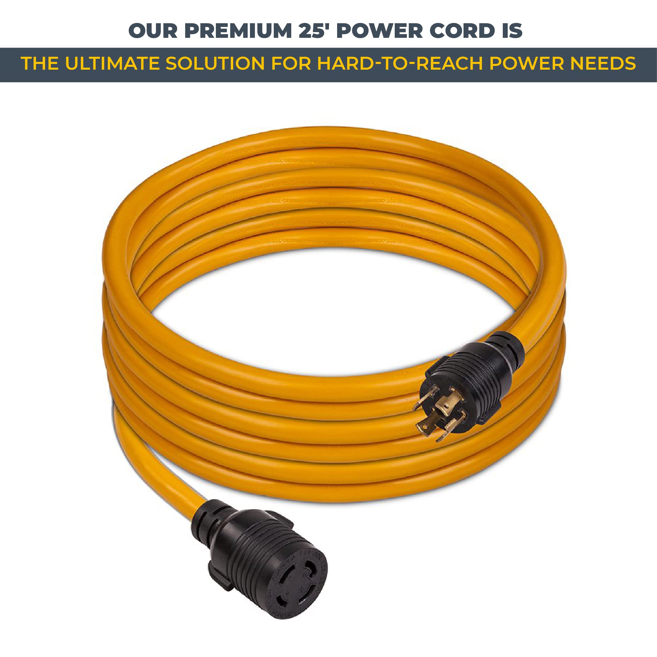 FIRMAN Power Cord, 10AWG with Storage Strap, 30 AMP Wiring, Fully Insulated Extension Cord, L14-30P to L14-30R Outlet, Pack of 1, 25 ft.