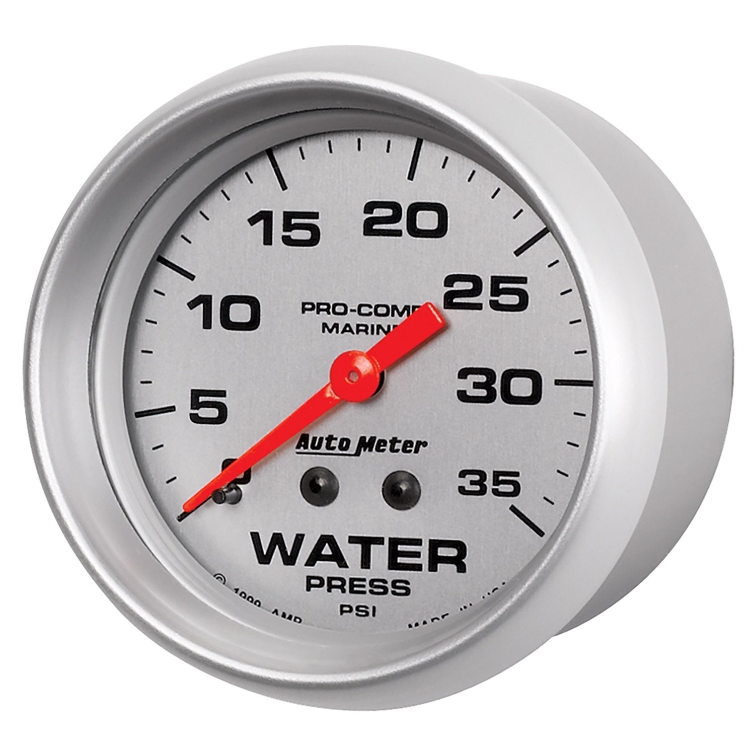 Gauge AutoMeter 200773-33 Water Press (Marine Silver Ultra-Lite 2 5/8", 35Psi, Mechanical, Marine Silver)