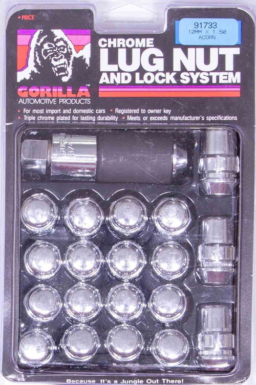 Gorilla 91783 Automotive Acorn Bulge Chrome Lug Nut and Lock System (1/2" Thread Size) ( Packaging May Vary )