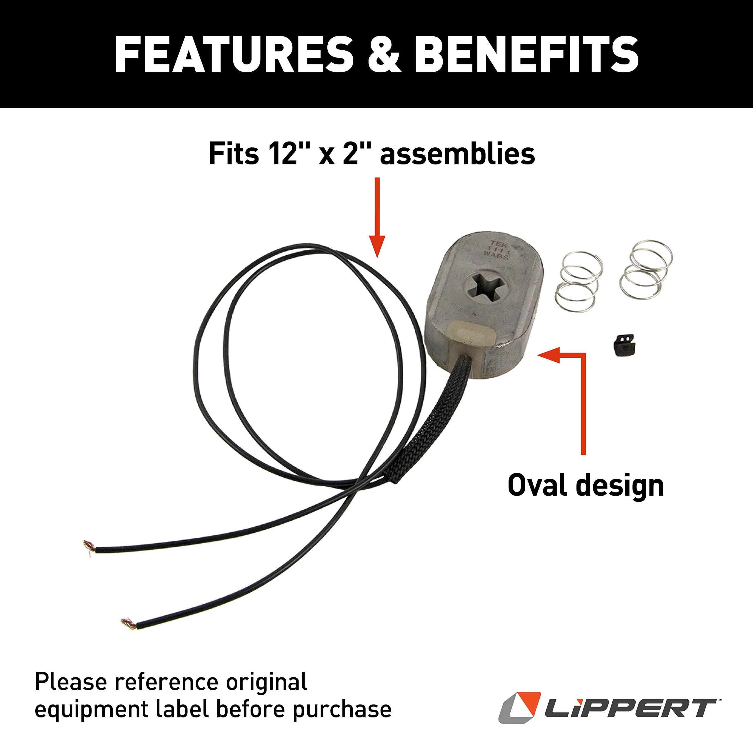 Lippert Electric Trailer Brake Replacement Magnet Kit for RVs, Fits 12" x 2" Assemblies, Oval Magnetic Module with Wire Leads, Actuates Power Brakes - 136447