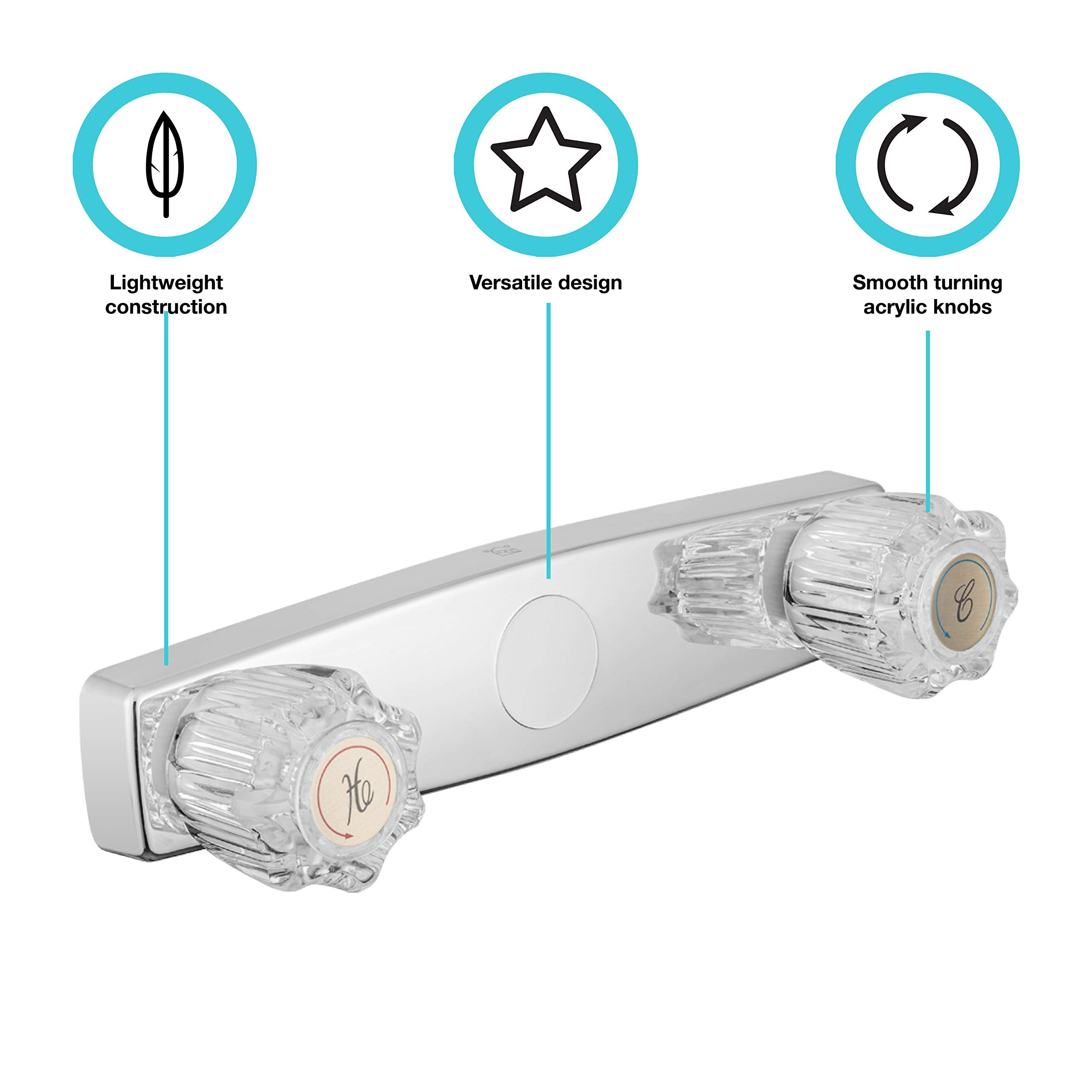 Dura Faucet Shower Economical Faucet with Classic Clear Acrylic Knobs (Chrome Polished)