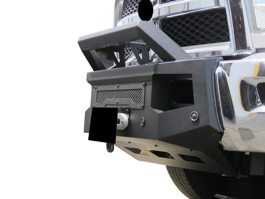 Heavy Duty Black Horse Armour III Front Winch Bumper Textured Black Compatible with 2013-2018 Ram 2500|2013-2018 Ram 3500-AR3HD31NL
