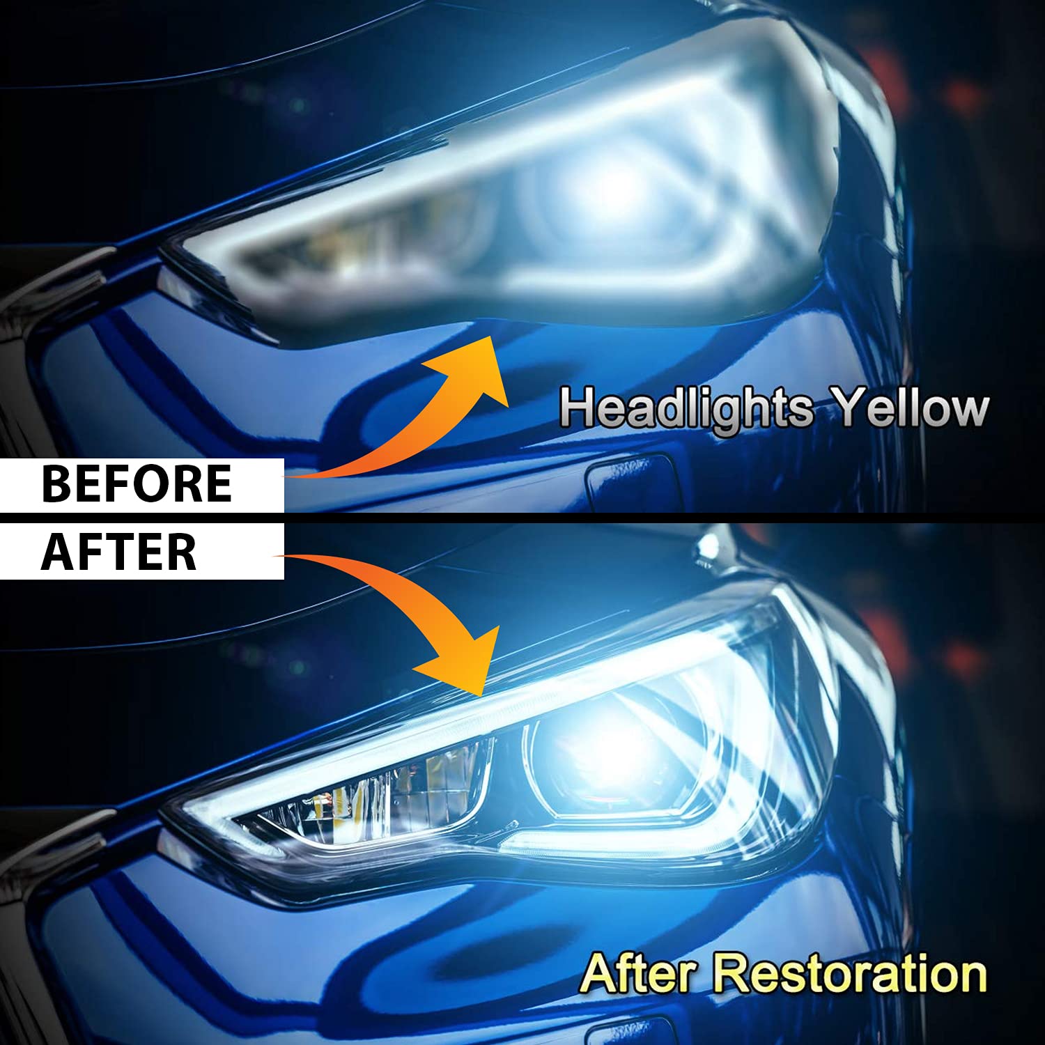 ABRO Headlight Restoration Polish, Crystal-Clear Brilliance, 8oz., Enhanced Visibility & Yellow Haze Elimination for Headlights and Taillights