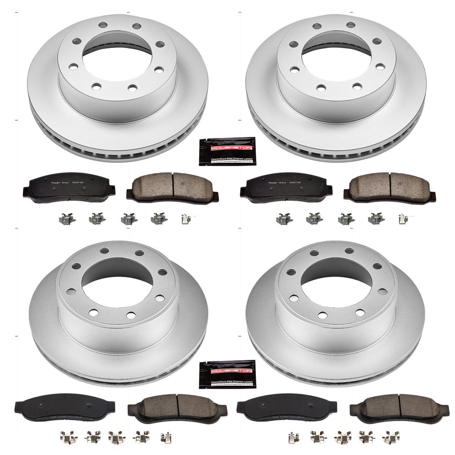 Power Stop CRK5573 Brake Rotor & Coated Ceramic Brake Pads- front & rear For Ford F-350 Super Duty 2010 [Model Specific]