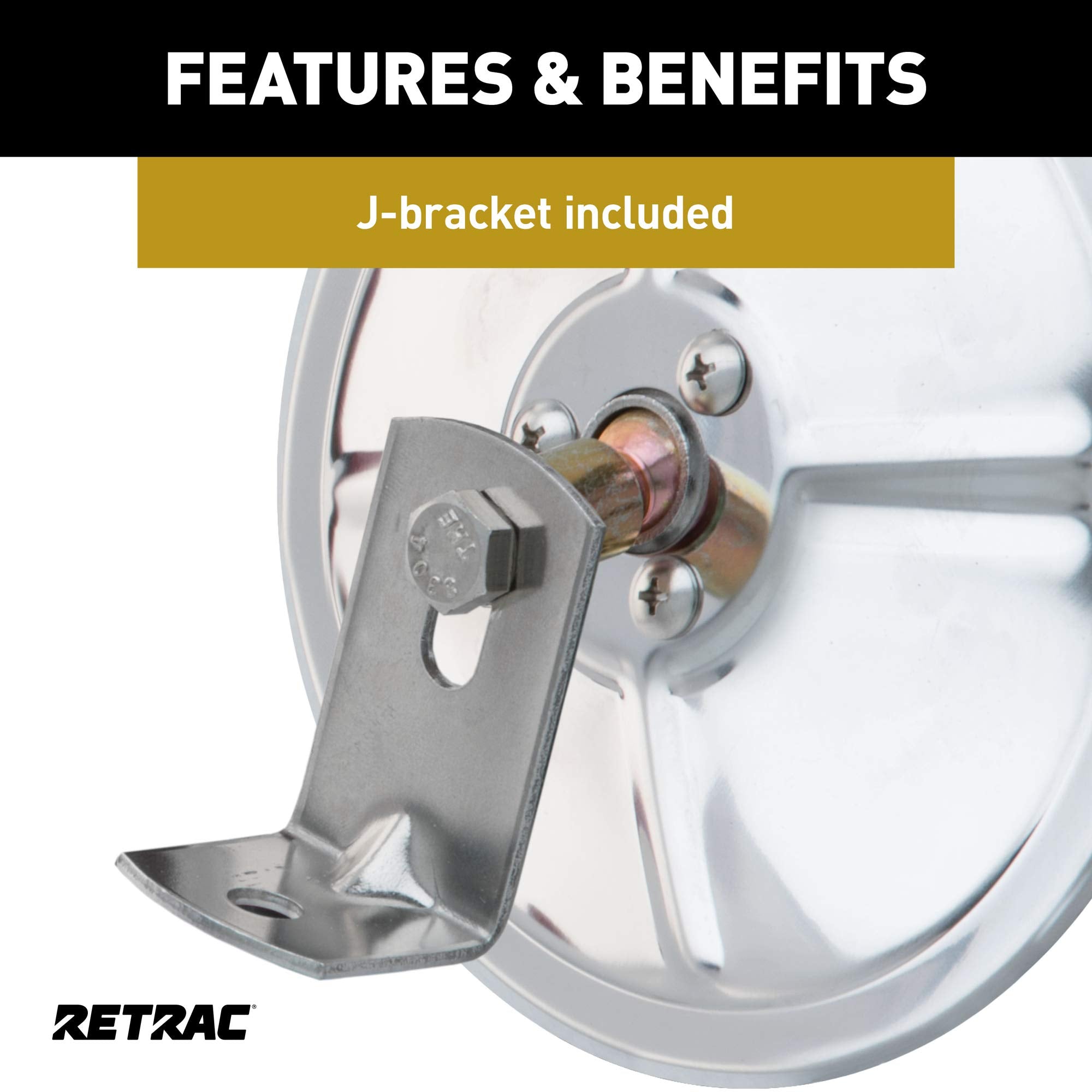 5-Inch Stainless Steel Center-Mount RETRAC Convex Mirror Head with J-Bracket, Universal Driver or Passenger Side