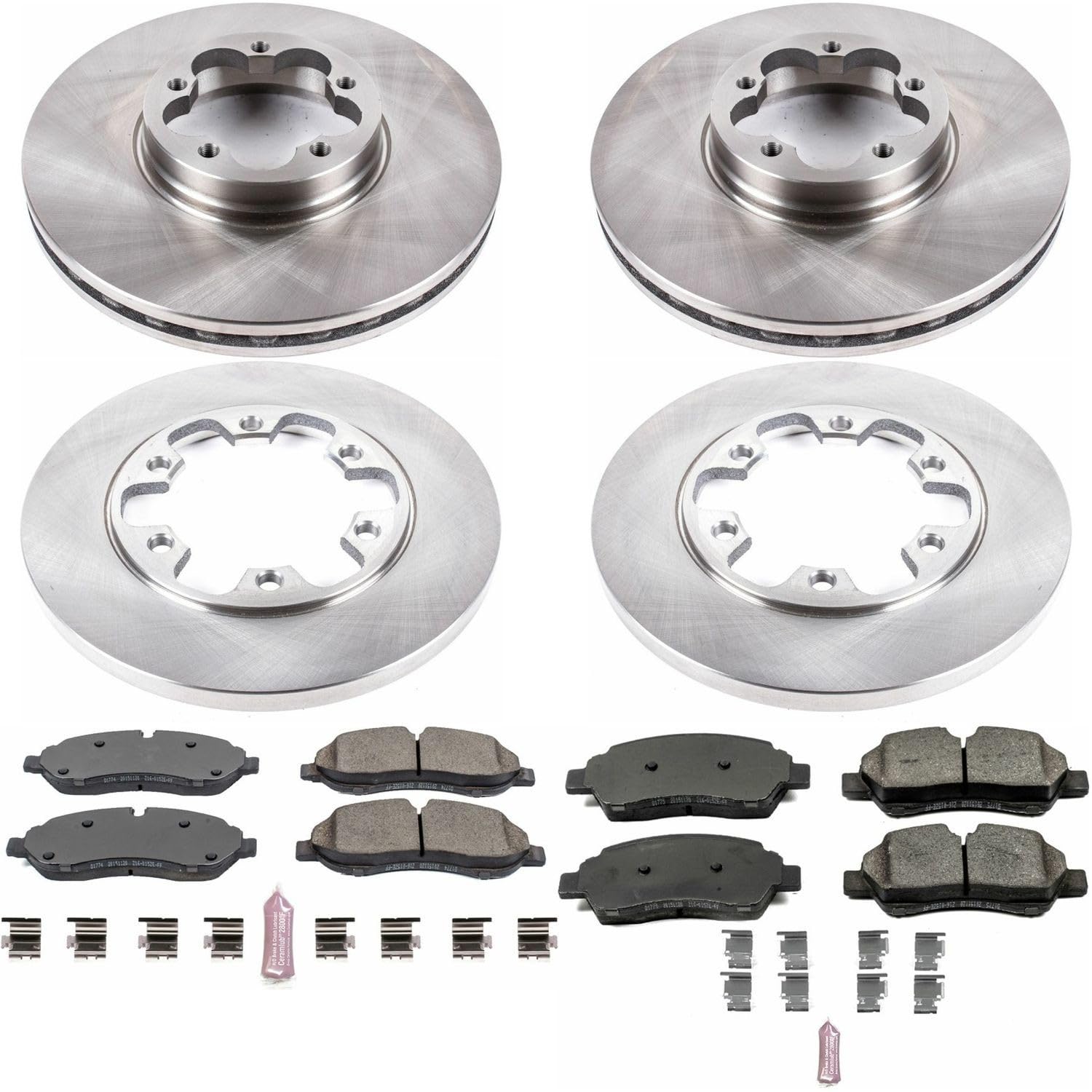 Power Stop Autospecialty KOE7234 Front and Rear Replacement Brake Kit-OE Brake Rotors & Ceramic Brake Pads For Ford Transit-350 HD 2015-2019 [Model Specific]
