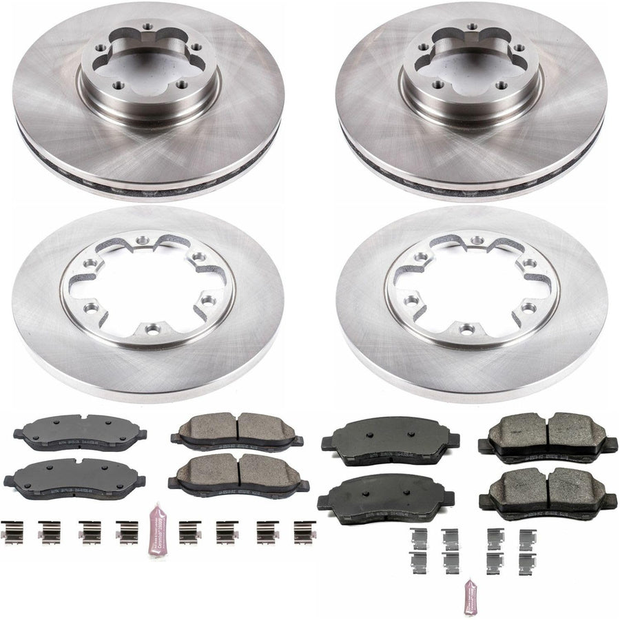 Power Stop Autospecialty KOE7234 Front and Rear Replacement Brake Kit-OE Brake Rotors & Ceramic Brake Pads For Ford Transit-350 HD 2015-2019 [Model Specific]