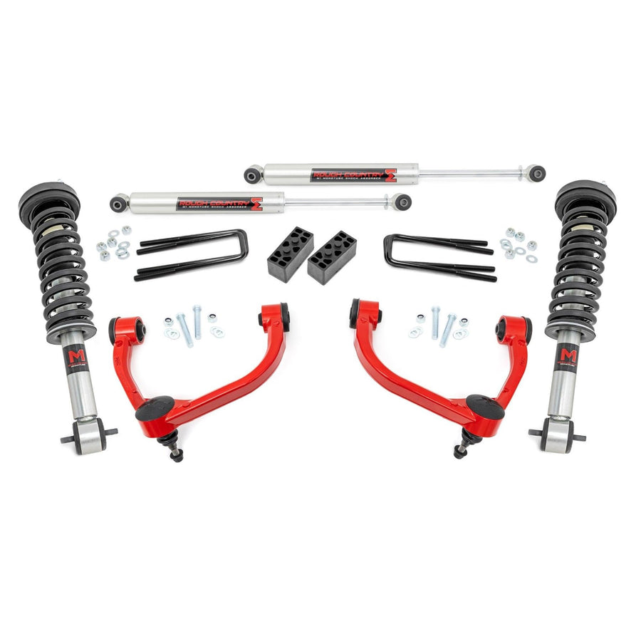 3" Lift Kit Rough Country w/M1 Struts for 2014-2020 Ford F-150 4WD - 54540RED