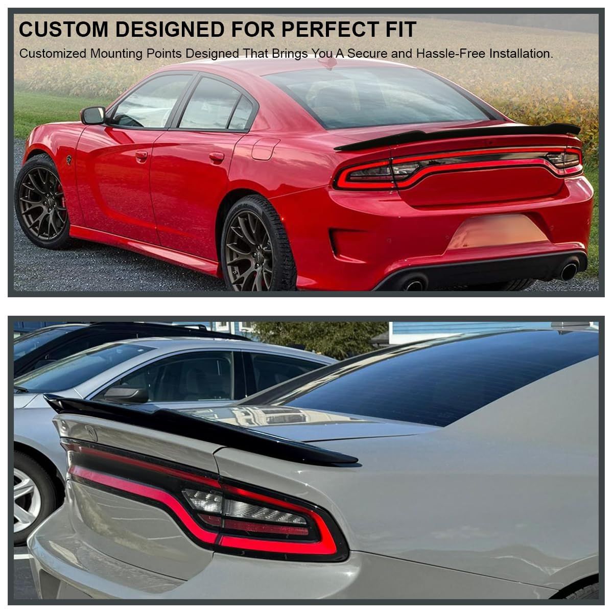 Glossy Black Spec-D Tuning Factory Style Rear Trunk Spoiler Wing Compatible with 2015-2021 Dodge Charger