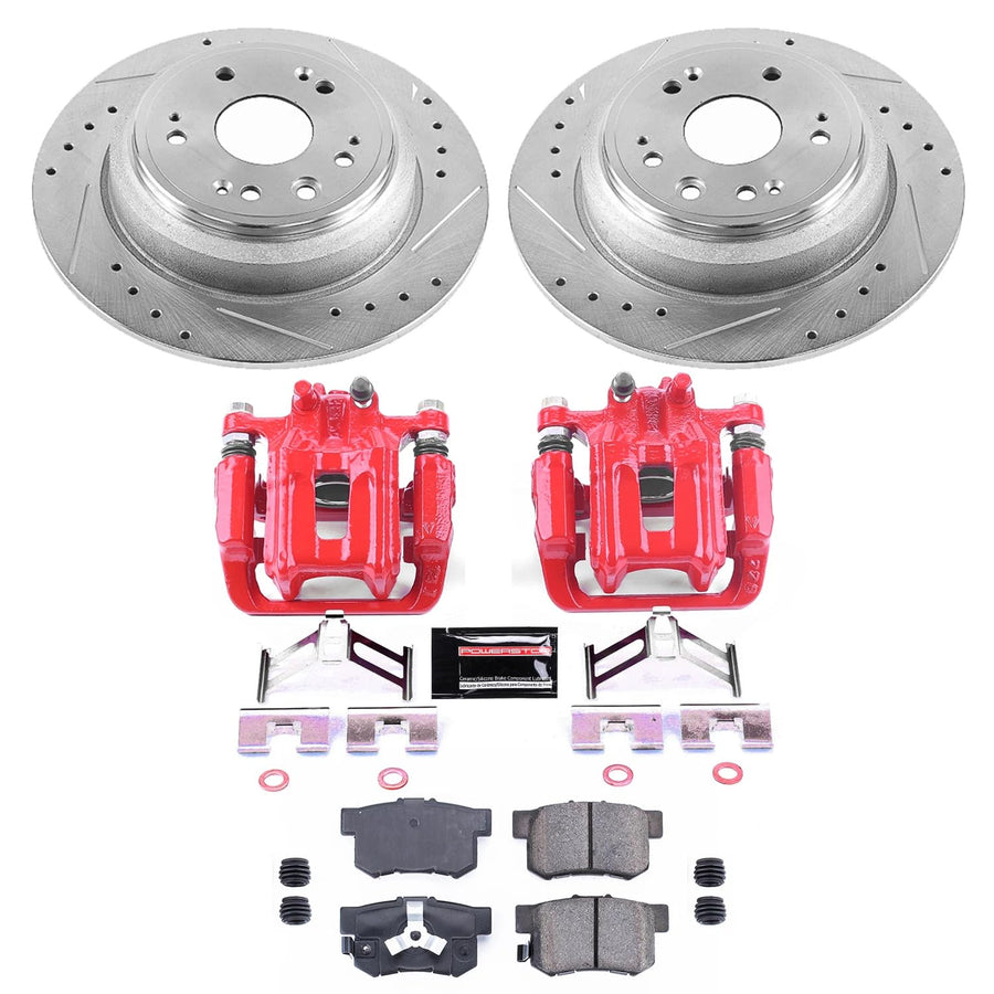 Power Stop Rear Z23 Evolution Sport Brake Upgrade Kit with Powder Coated Calipers For Honda Accord Crosstour 2010-2011 Honda Crosstour 2012-2015 [Vehicle Specific]