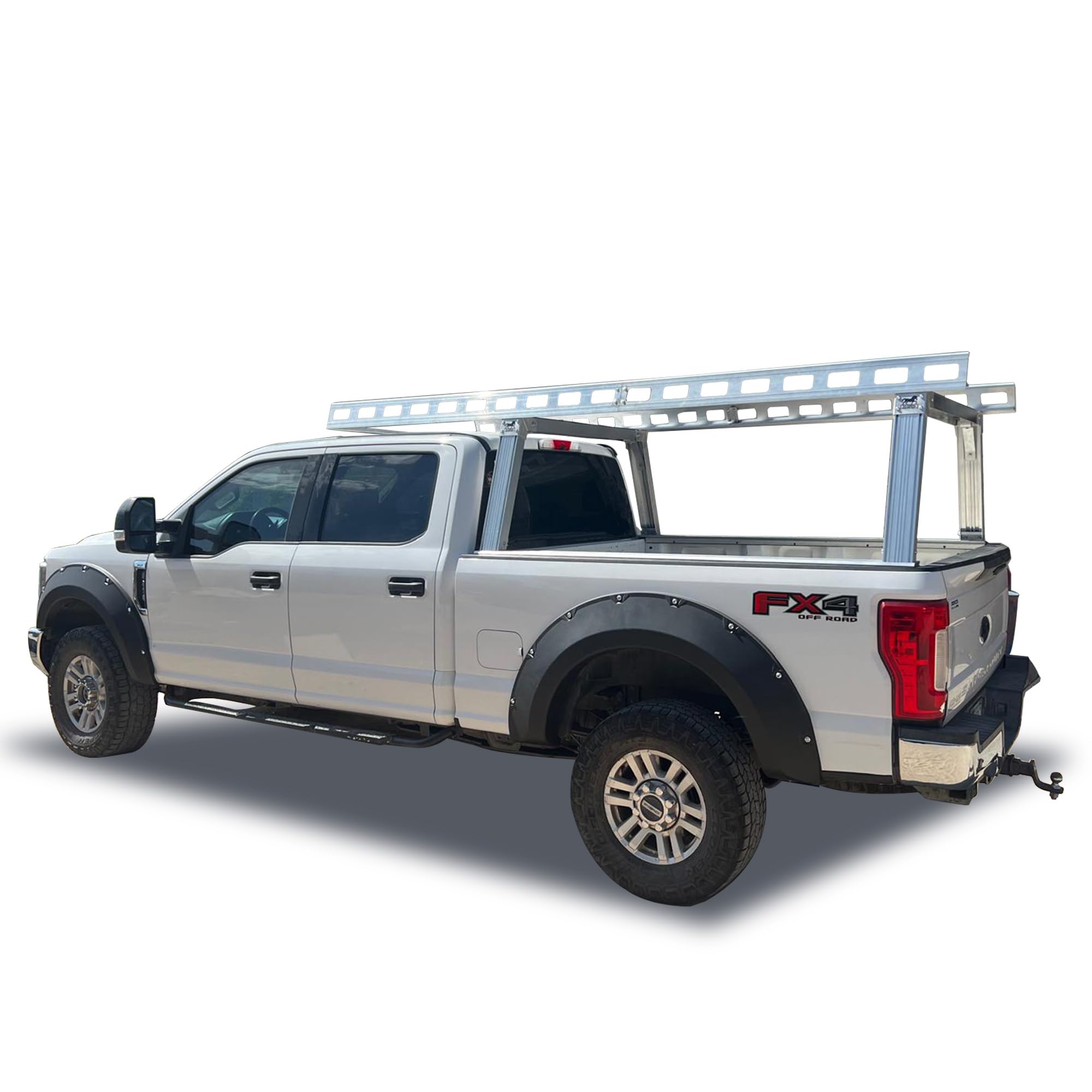 Heavy Duty Black Horse Ladder Rack Over Cab System 8' Bed Silver Aluminum Compatible with All 3/4-ton Trucks with 8ft Bed Length Not Compatible with tonneau Covers-CSFRHD8