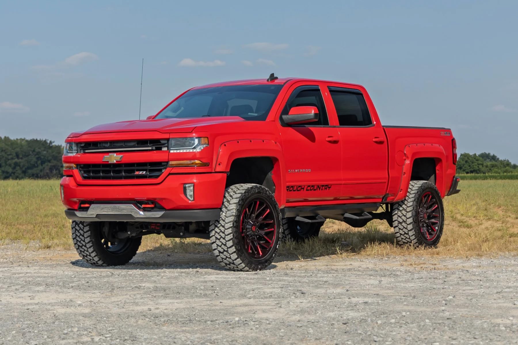 Rough Country Window Rain Guards in-Channel for Chevy Silverado & GMC Sierra 1500/2500HD/3500HD Crew Cab (2014-2019) - Low Profile Window Visors, 4-Pc Rain Guard for Trucks