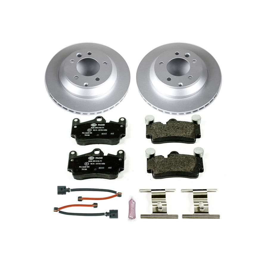 Power Stop ESK5312 Euro-Stop Rear Brake Kit Porsche Audi VW and 2 Rear Sensor Wires For Audi Q7, Porsche Cayenne, Porsche Cayenne, VW Touareg [Model Specific]