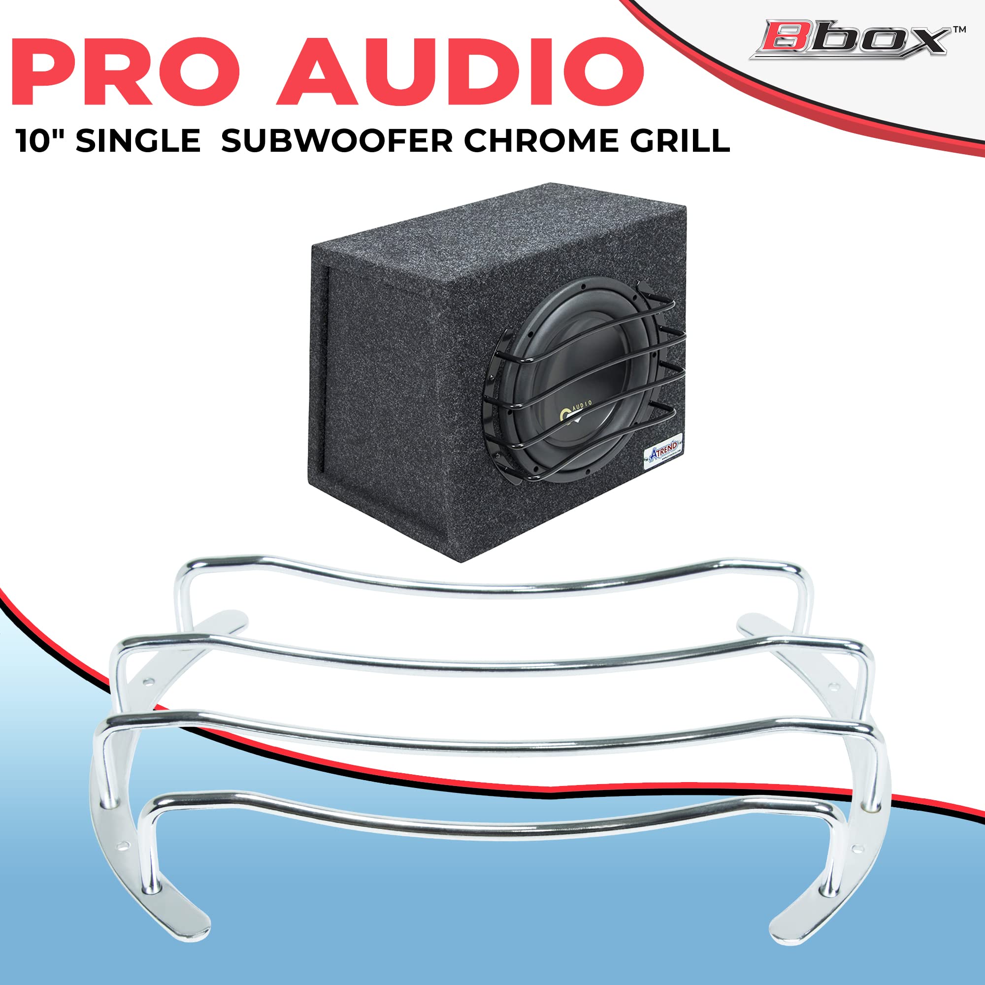 Universal 10-Inch Bbox Chrome Subwoofer Grill - Pair