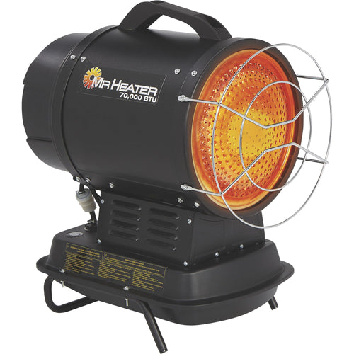 Mr. Heater 70,000 BTU MH70KTFR Portable Kerosene Radiant Heater with Quiet Burner Technology for Jobsites, Workshops, Or Large Outdoor Areas