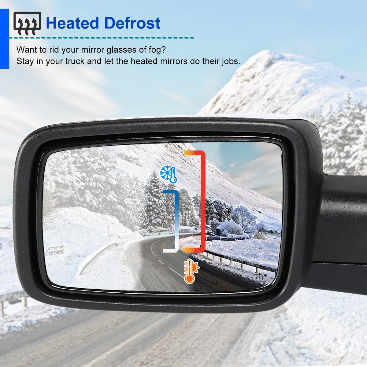 Left Driver Side Mirror Spec-D Tuning LED Signal Power Heat Compatible with 2009-2012 Dodge Ram 1500