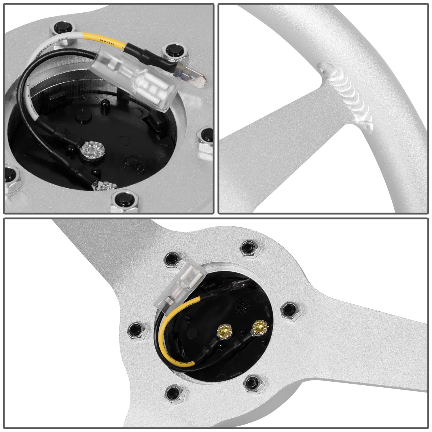 NRG Innovations All Aluminum Steering Wheel NRG-RST-071-SL 330mm - Heritage Solid Spoke- Ergonomic Grip- Anadized Silver