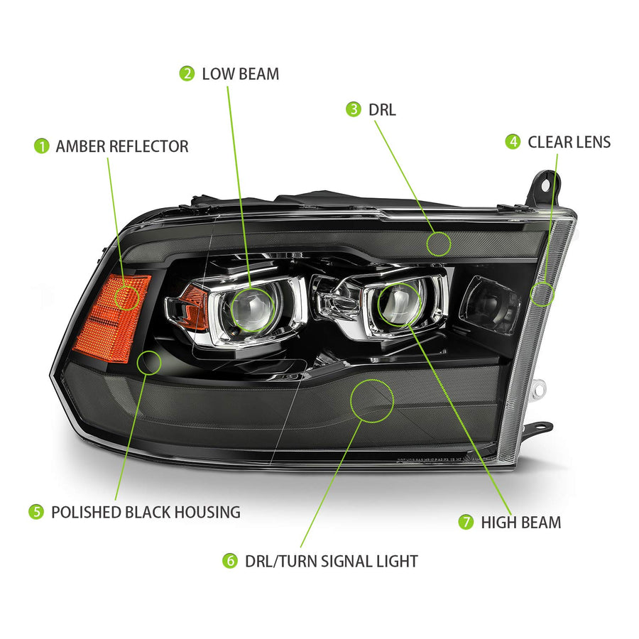 880593 AlphaRex USA Projector Headlamps Fits Dodge Ram 1500