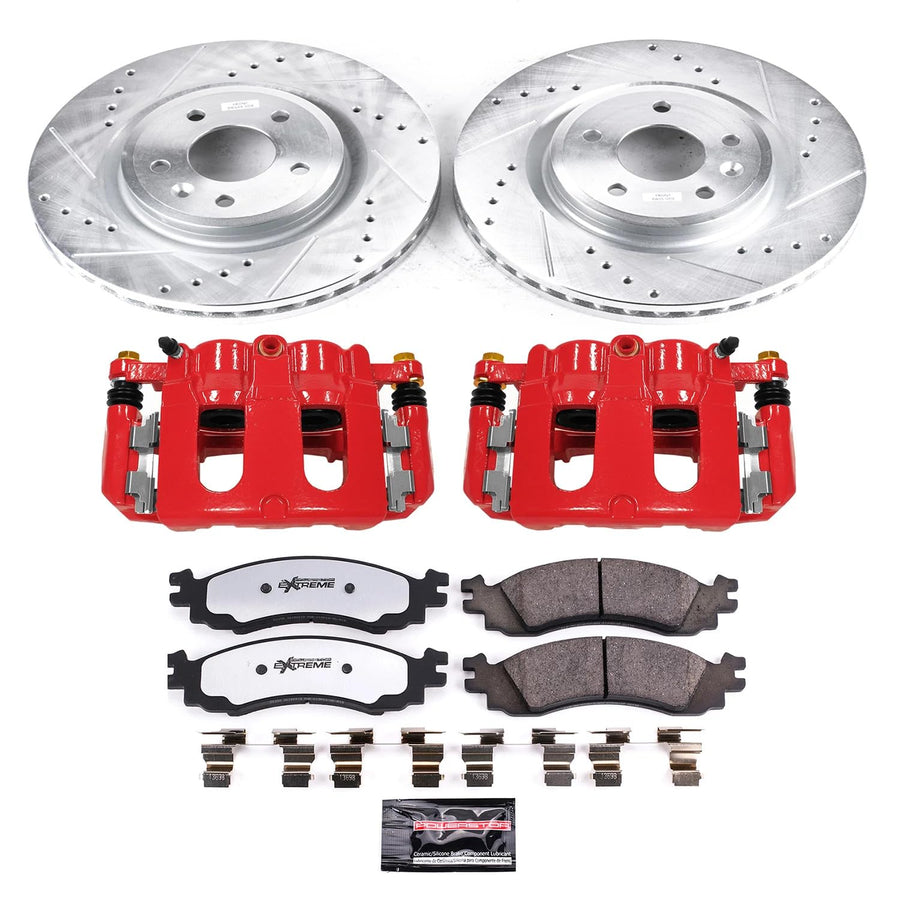Power Stop Z36 KC5507-36 Truck & Tow Front Brake Caliper Kit- Brake Rotors, Brake Pads, Brake Calipers For Ford Taurus 2010 [Model Specific]
