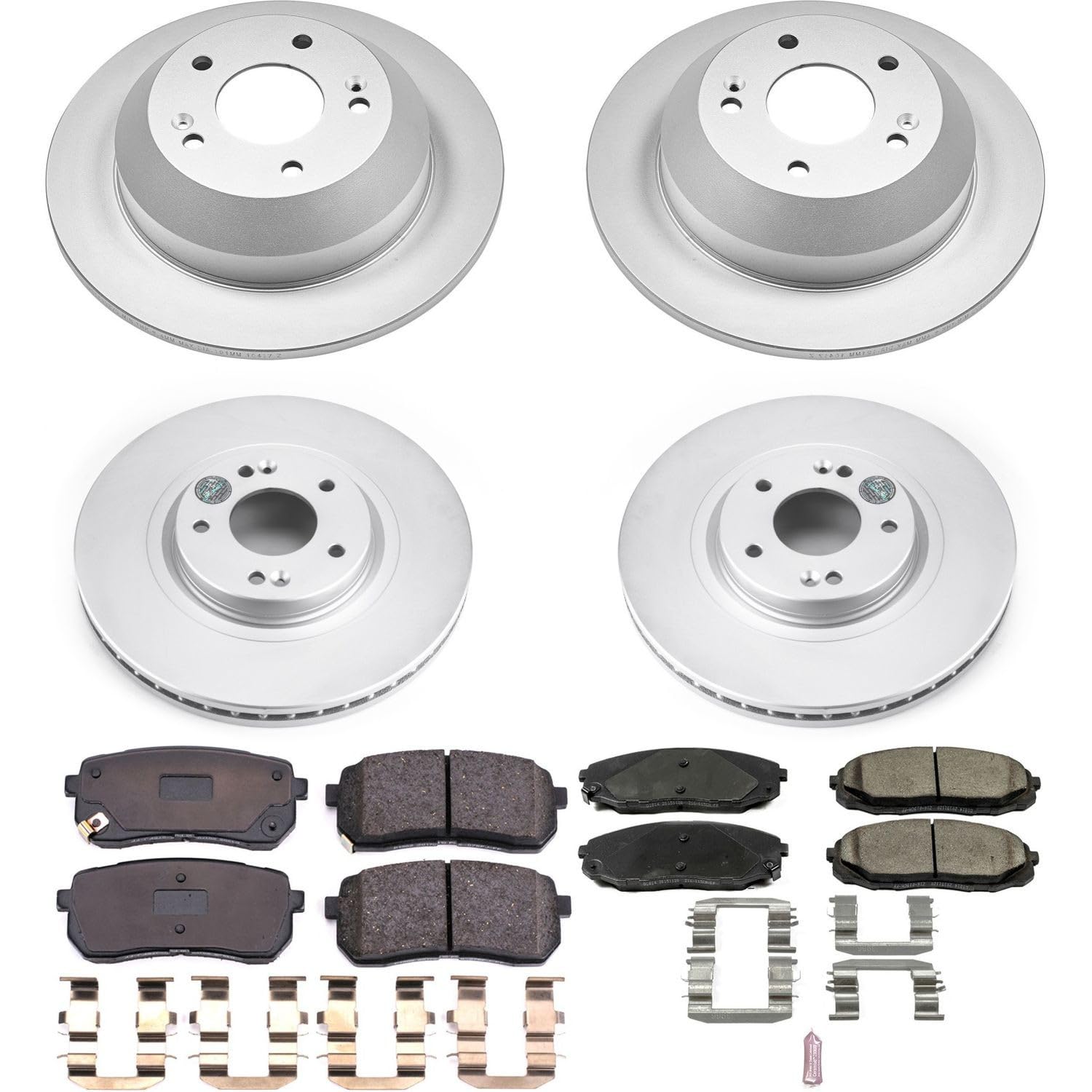 Power Stop CRK7286 Brake Rotor and Coated Ceramic Brake Pads- Front & Rear For Kia Sedona 2015-2021 [Model Specific]