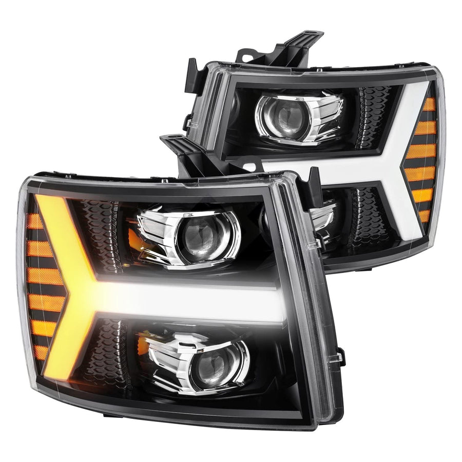 880223 AlphaRex USA Projector LED Headlights w/Activation Light - Sequential Signal and Driver Running Light fits Chevrolet Silverado 1500
