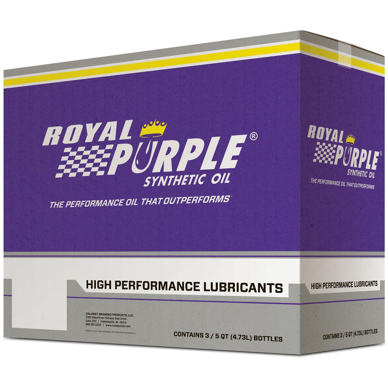 HMX w/Synerlec Royal Purple | High Mileage SAE 5W-20 Premium Synthetic Motor Oil | 5 Quart | SKU: 17518 | Pack of 3