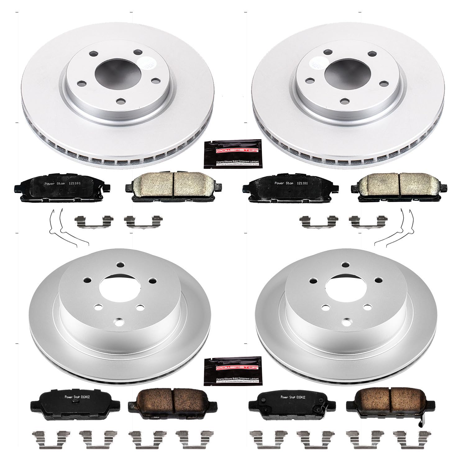 Power Stop CRK6361 Z17 Evolution Geomet Coated Brake Kit Front and Rear For Nissan Quest 2011-2017 [Model Specific]