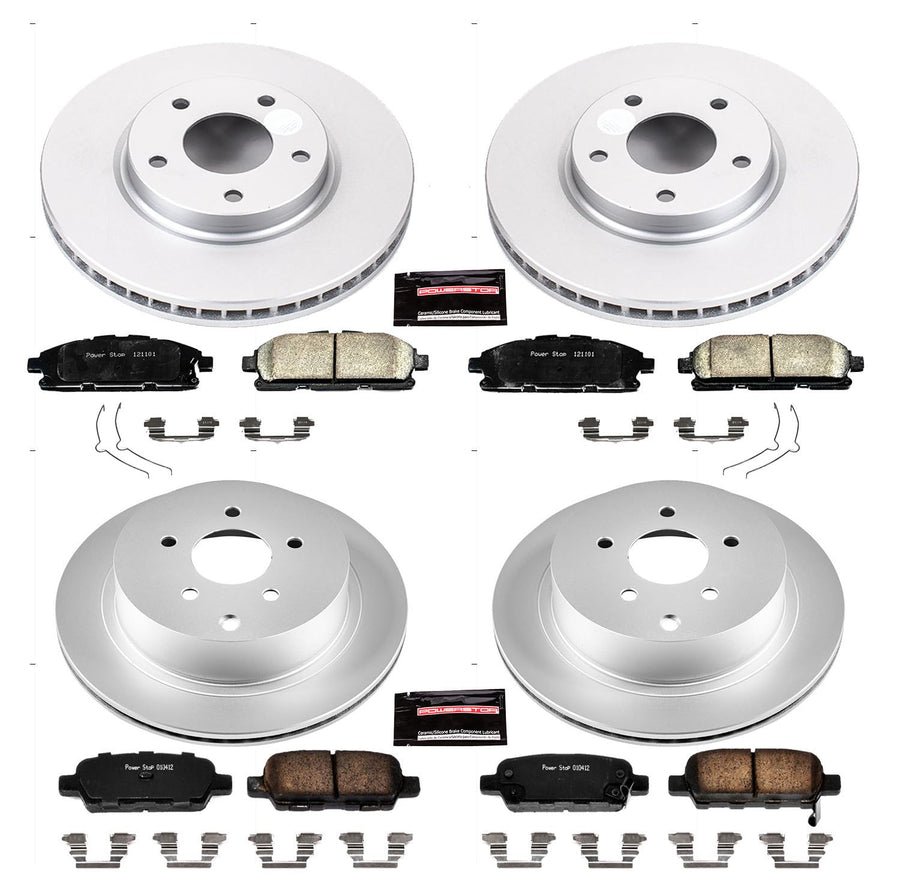 Power Stop CRK6361 Z17 Evolution Geomet Coated Brake Kit Front and Rear For Nissan Quest 2011-2017 [Model Specific]