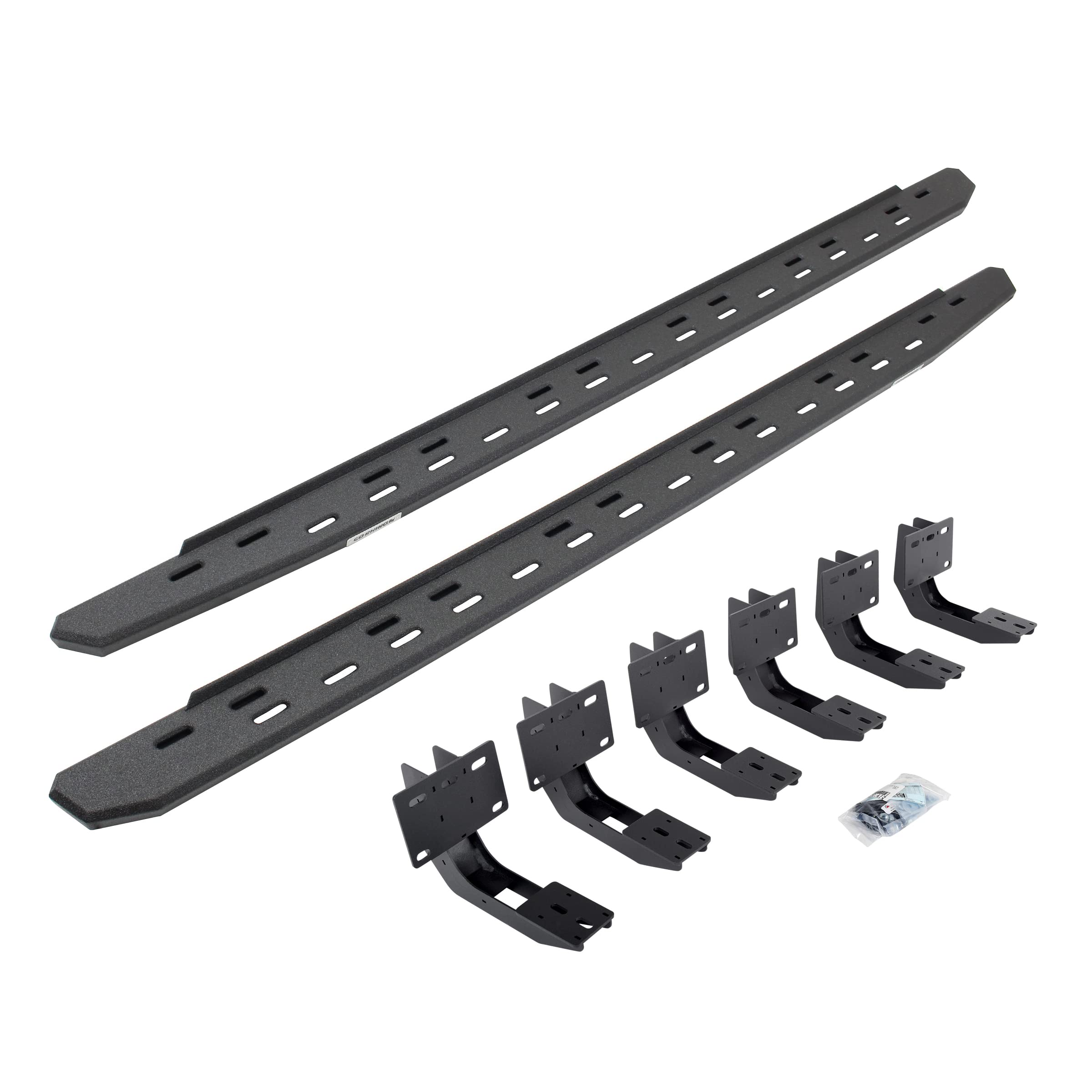 Go Rhino RB30 Running Boards Slim & Brackets | Galvanized Steel, Protective Bedliner Coating | 69630687ST | Fits 2019-2024 RAM 1500 Crew Cab Pickup