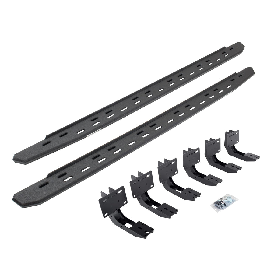 Go Rhino RB30 Running Boards Slim & Brackets | Galvanized Steel, Protective Bedliner Coating | 69630687ST | Fits 2019-2024 RAM 1500 Crew Cab Pickup