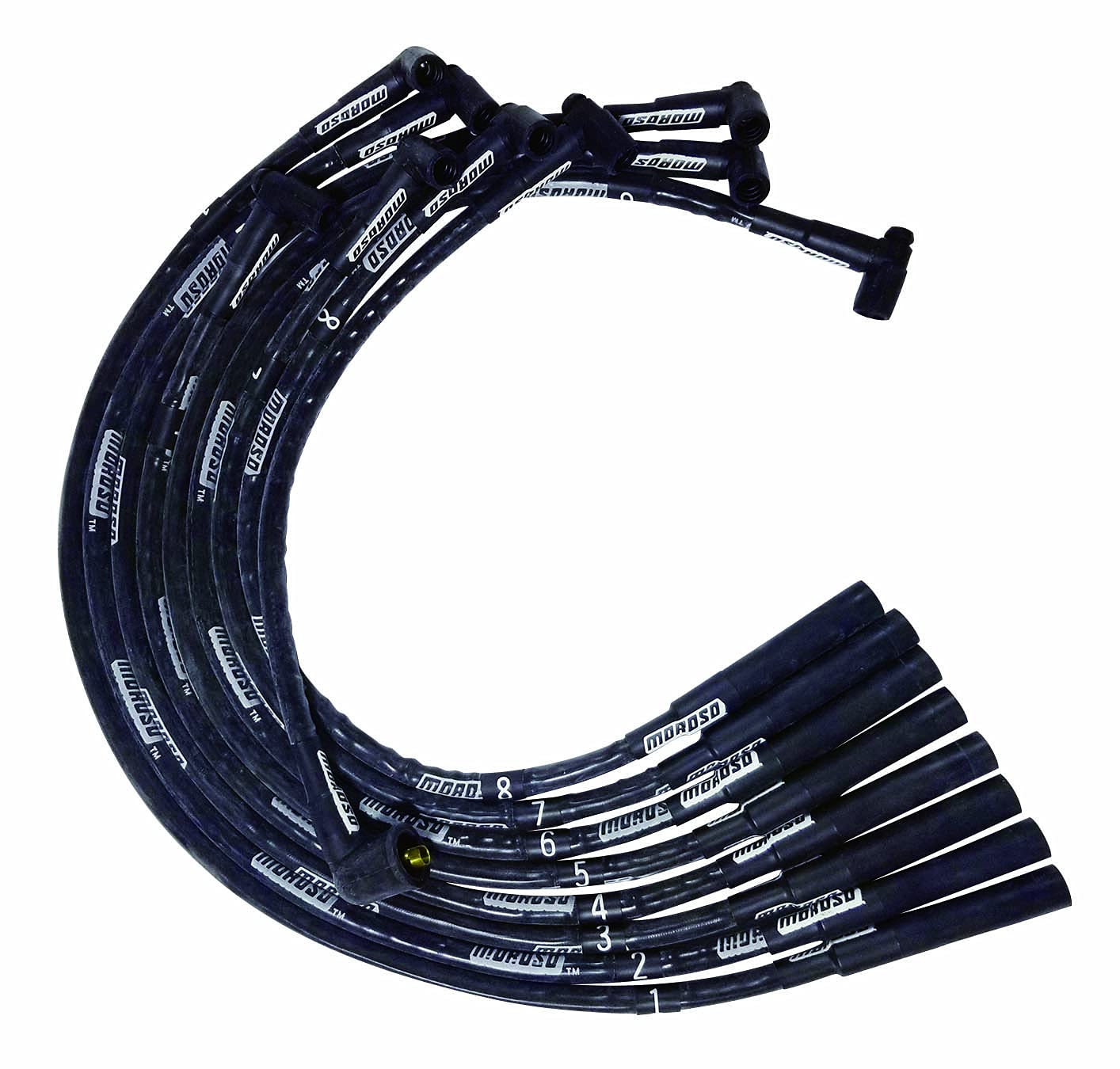 Moroso Ultra Series 51555 Black Sleeved Spark Plug Wires, Mopar Chrysler 273/318/340/360, Straight Plug Ends, HEI Distributor