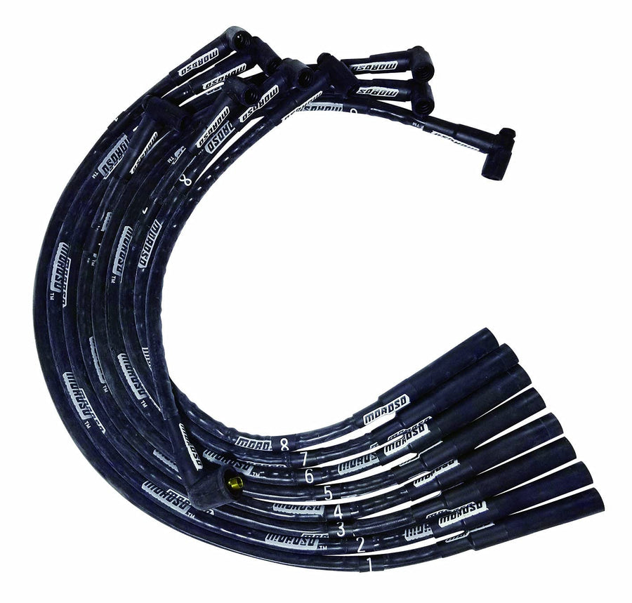Moroso Ultra Series 51555 Black Sleeved Spark Plug Wires, Mopar Chrysler 273/318/340/360, Straight Plug Ends, HEI Distributor