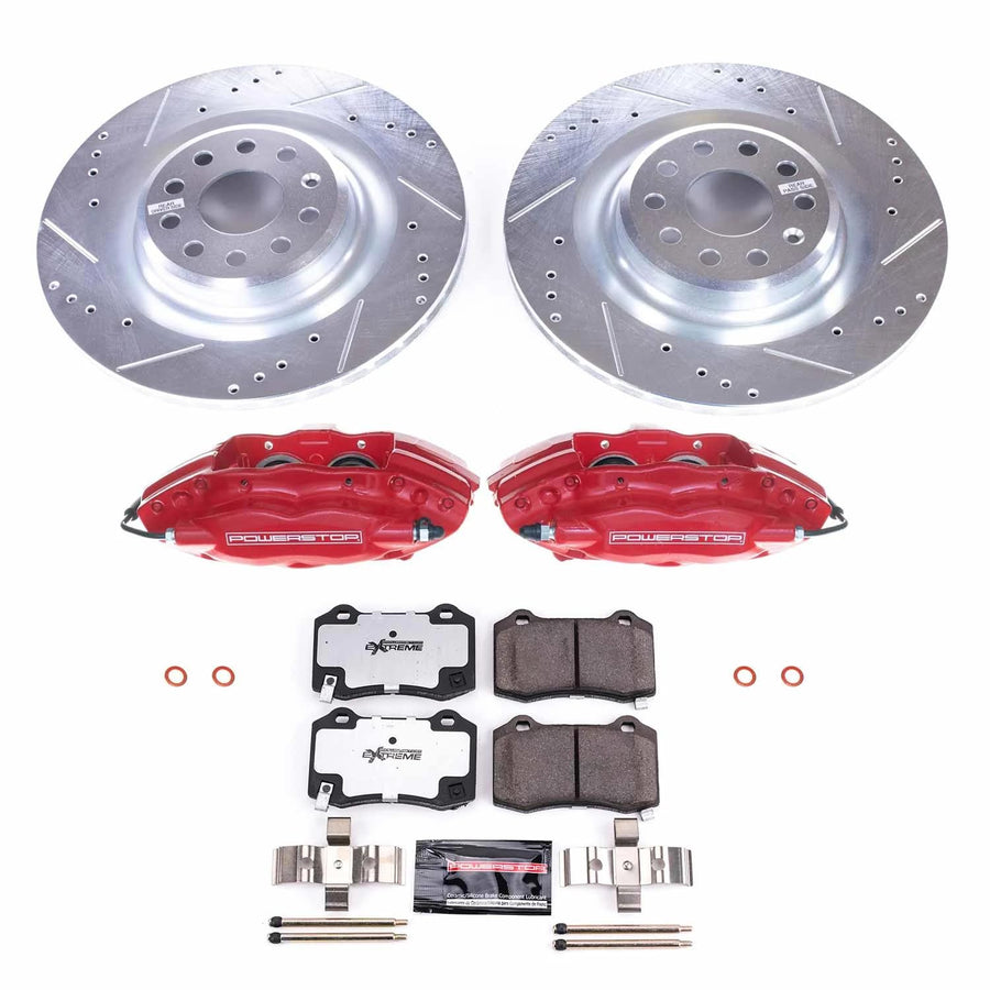 Power Stop Z26 KC6799-26 Rear Caliper Kit-Drilled/Slotted Rotors, Carbon Ceramic Brake Pads & Calipers For Tesla S 2012-2016 [Model Specific]