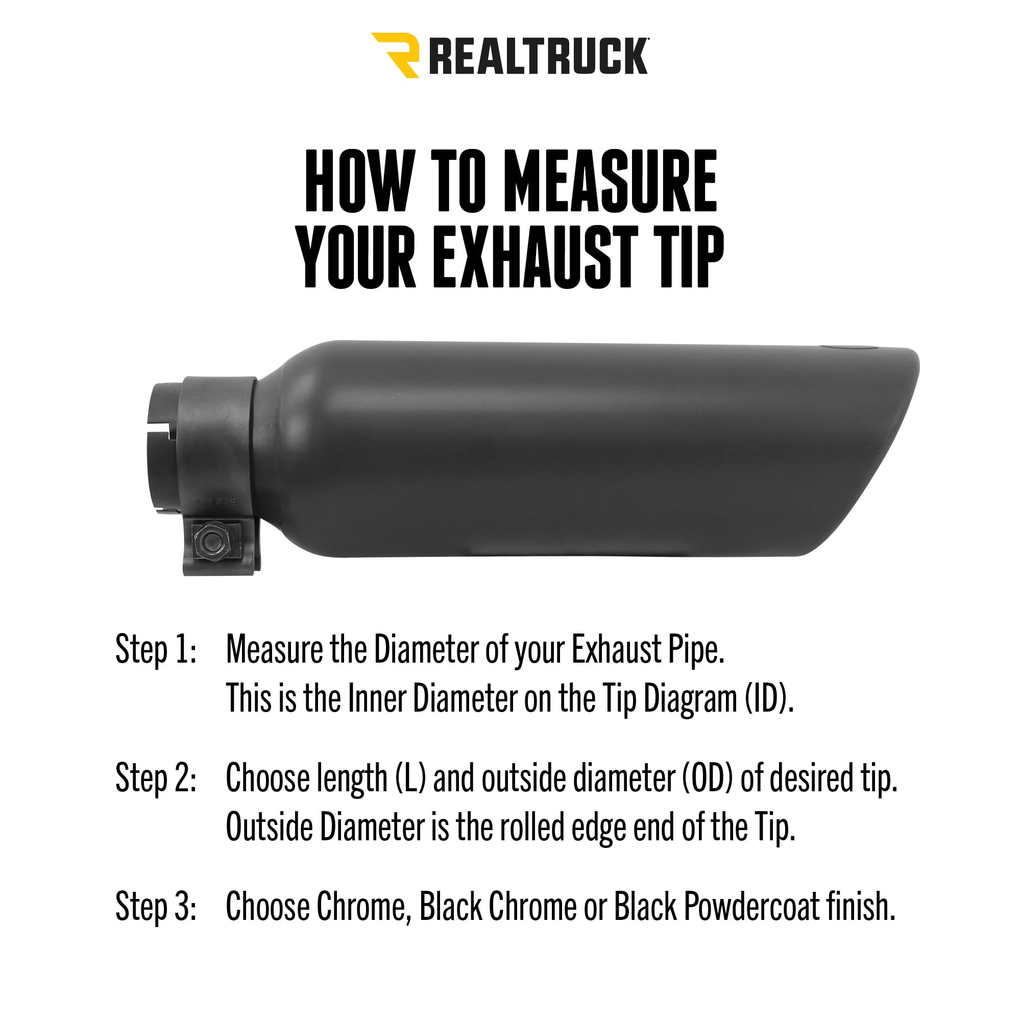 Black Stainless Steel Go Rhino! Universal Exhaust Tip GRT225310B