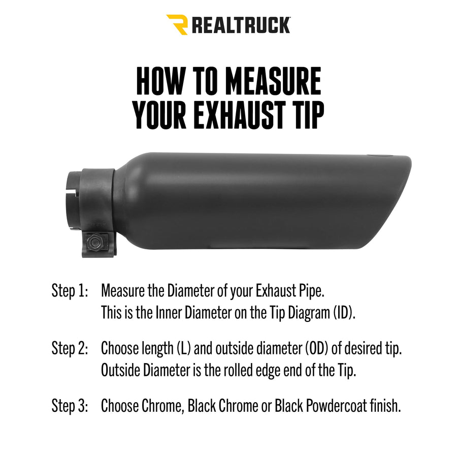 Black Stainless Steel Go Rhino! Universal Exhaust Tip GRT225310B