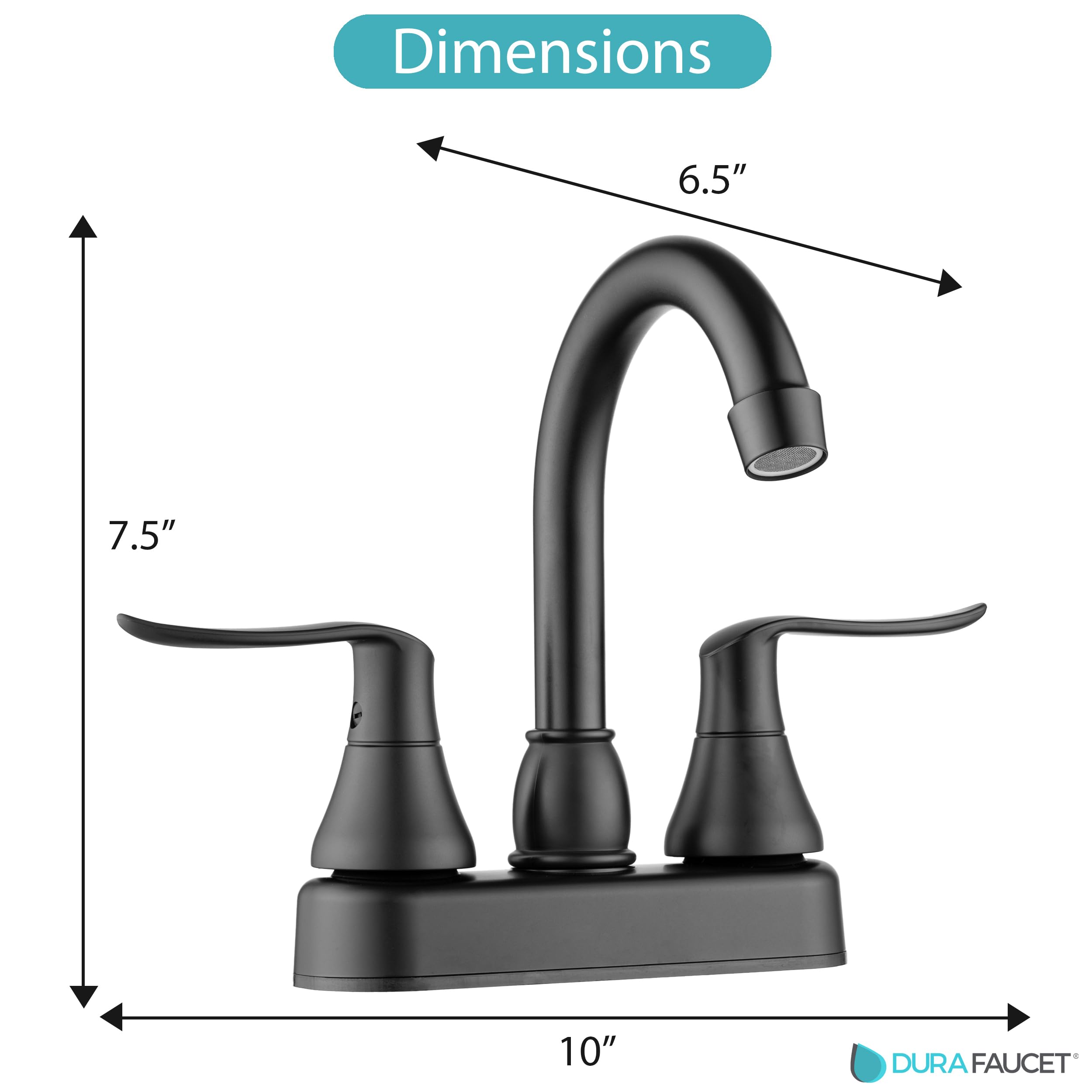RV Swivel Bar Faucet Dura Faucet (DF-PB155LH-MB) with Classical Levers - Matte Black