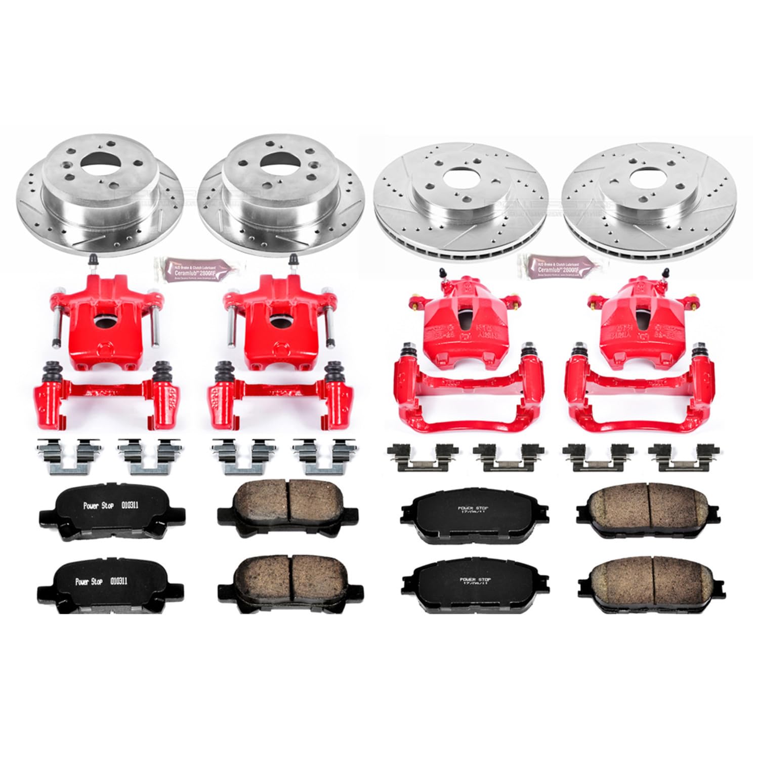 Power Stop 1-Click Performance Brake Kit with Caliper For Honda Civic KC691 1999-2000 [Model Specific]