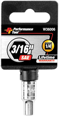 1/4 Drive Performance Tool W36006 Chrome 6-Point Socket, 3/16