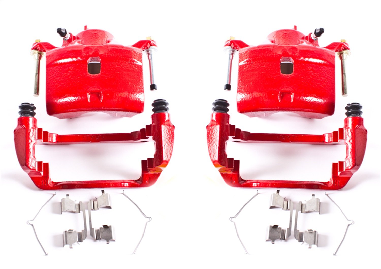 POWERSTOP Pair of Front High-Temp Red Powder Coated Calipers For Honda CR-V 2002-2004, Honda Element 2003-2011 [Model Specific]