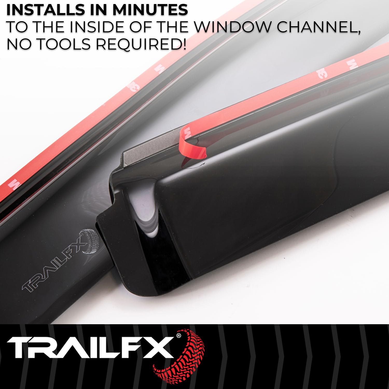 Window Vents TrailFX Fits Chevrolet Silverado 1500 Crew Cab 2014-2018 in-Channel Smoked Rainguards 4-Piece Low Profile Acrylic Set TrailFX 4536IC