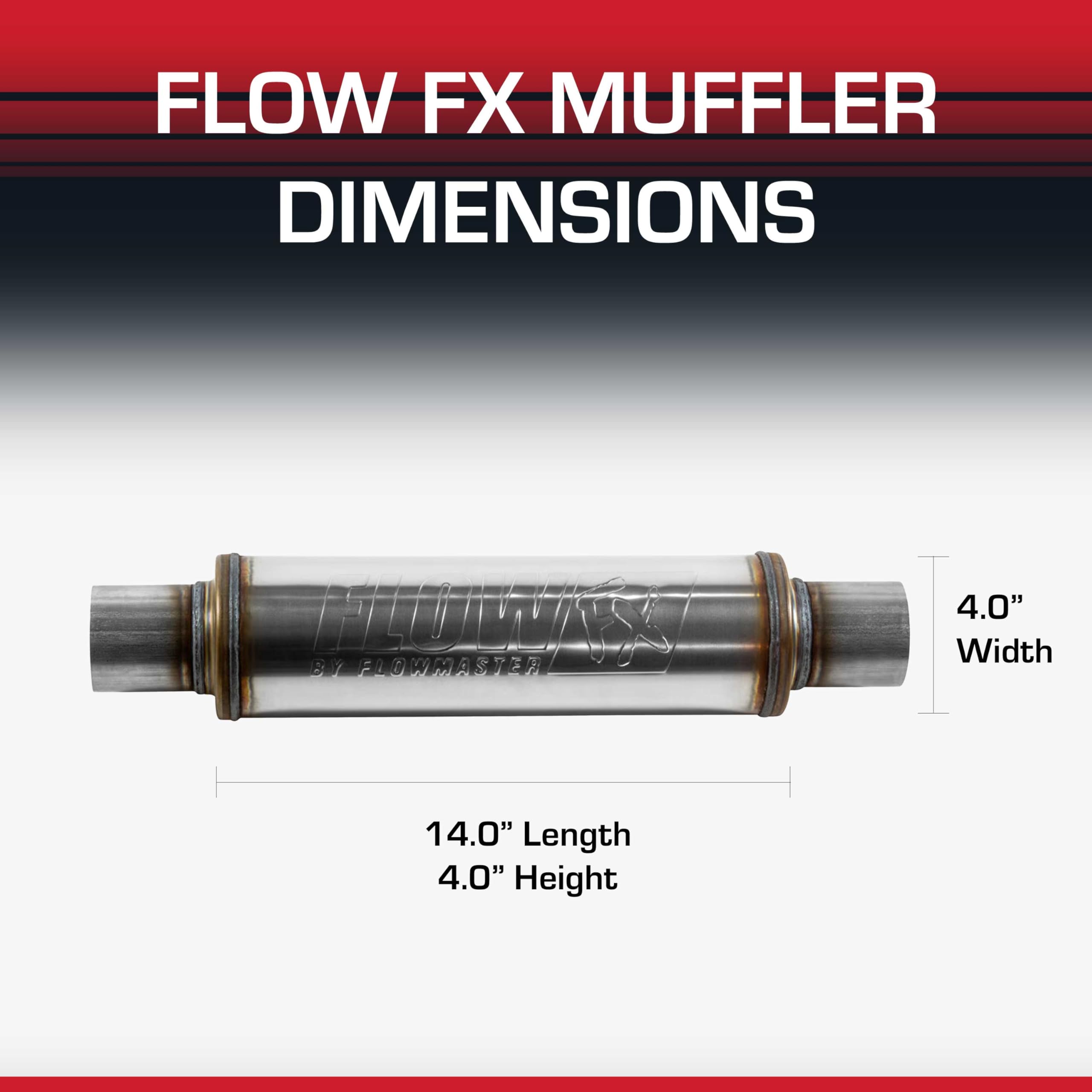 Flowmaster Chambered FX Muffler – 2.50” Center In / 2.50” Center Out – Round Body – Moderate Sound – Stainless Steel – Affordable Performance for Modern Trucks, Muscle Cars & Daily Drivers - 71416