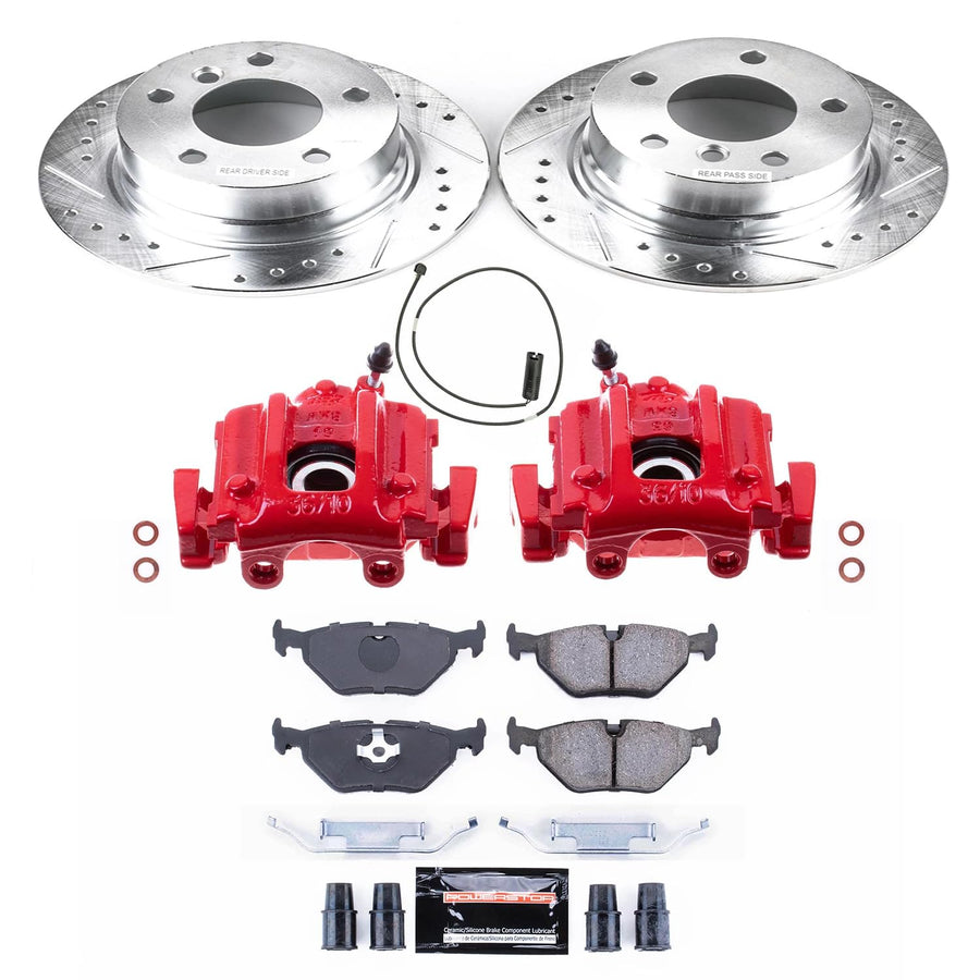 Power Stop Evolution Sport KC633 Rear Caliper Kit-Drilled/Slotted Rotors, Ceramic Brake Pads, Calipers For BMW Z3 1996-2002 [Model Specific]