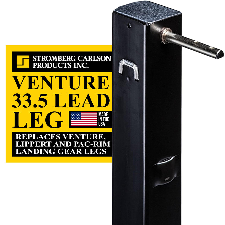 Stromberg Carlson Venture LG-177202 Lead Leg - 5th Wheel Landing Gear Replacement for RV, Camper & Trailer - Compatible with Lippert, Pac-Rim & Venture - Pin Included - Black, 33.5" Leg