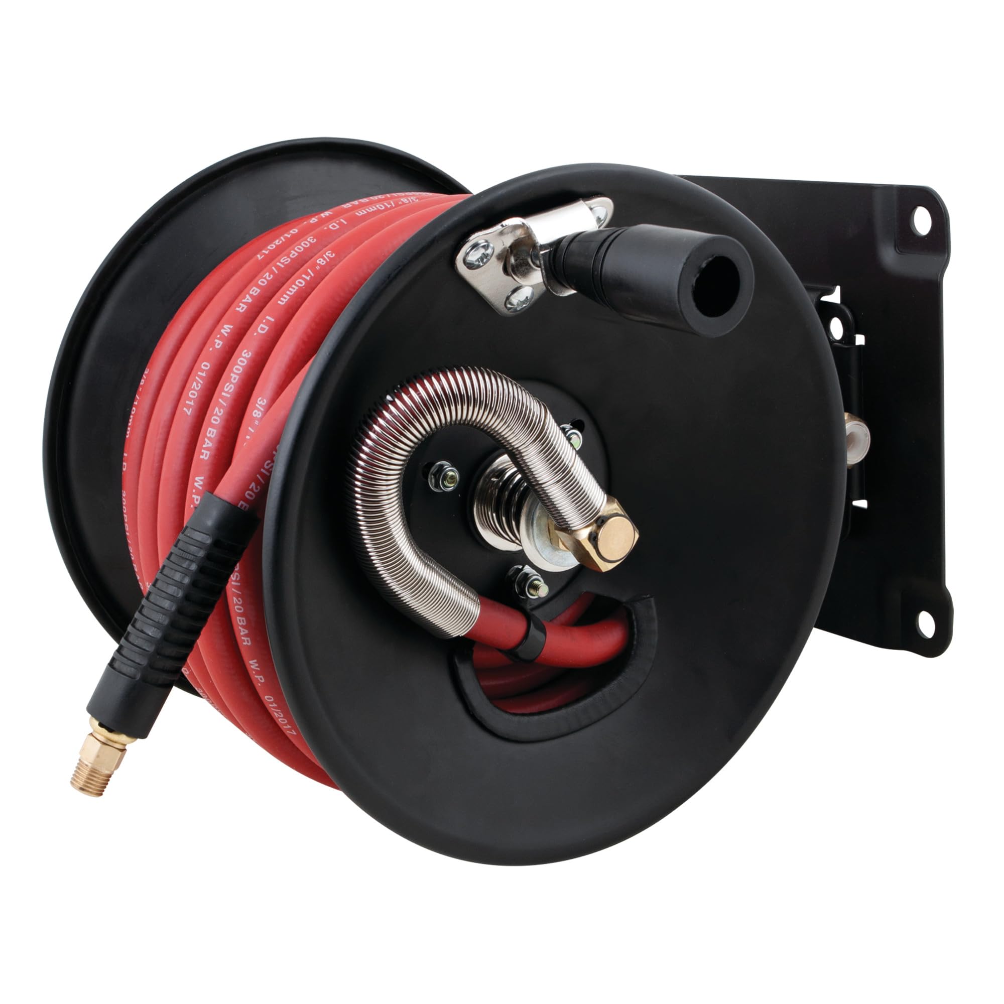 Quick Mount Performance Tool M672 Hand Crank Air Hose Reel (3/8-Inch Air Hose x 50 ft. Capacity, Hose Included)