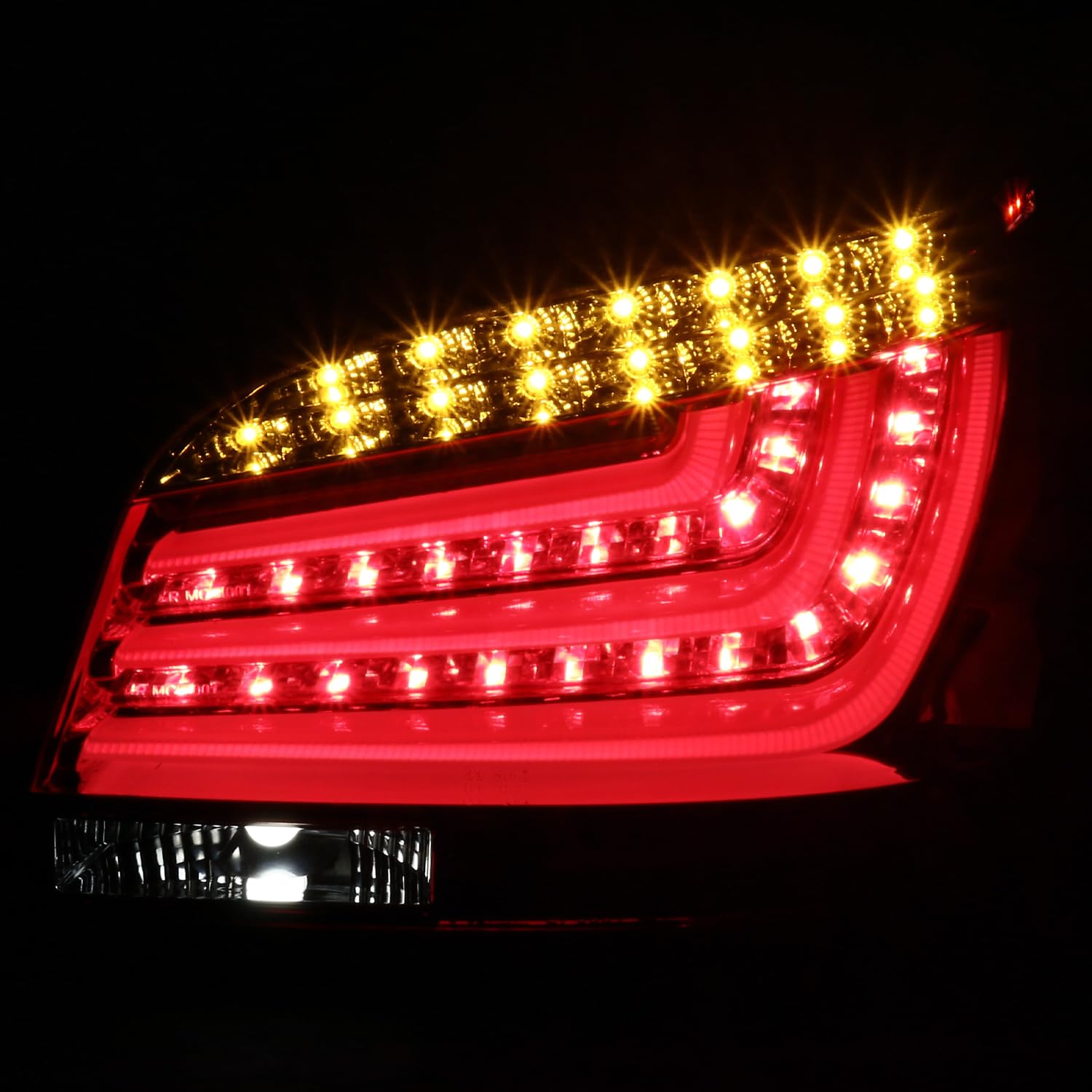 Spec-D Tuning LED Bar Tail Lights Red Lens Compatible with 2008-2010 BMW E60 5-Series 4 Door Left + Right Pair Assembly