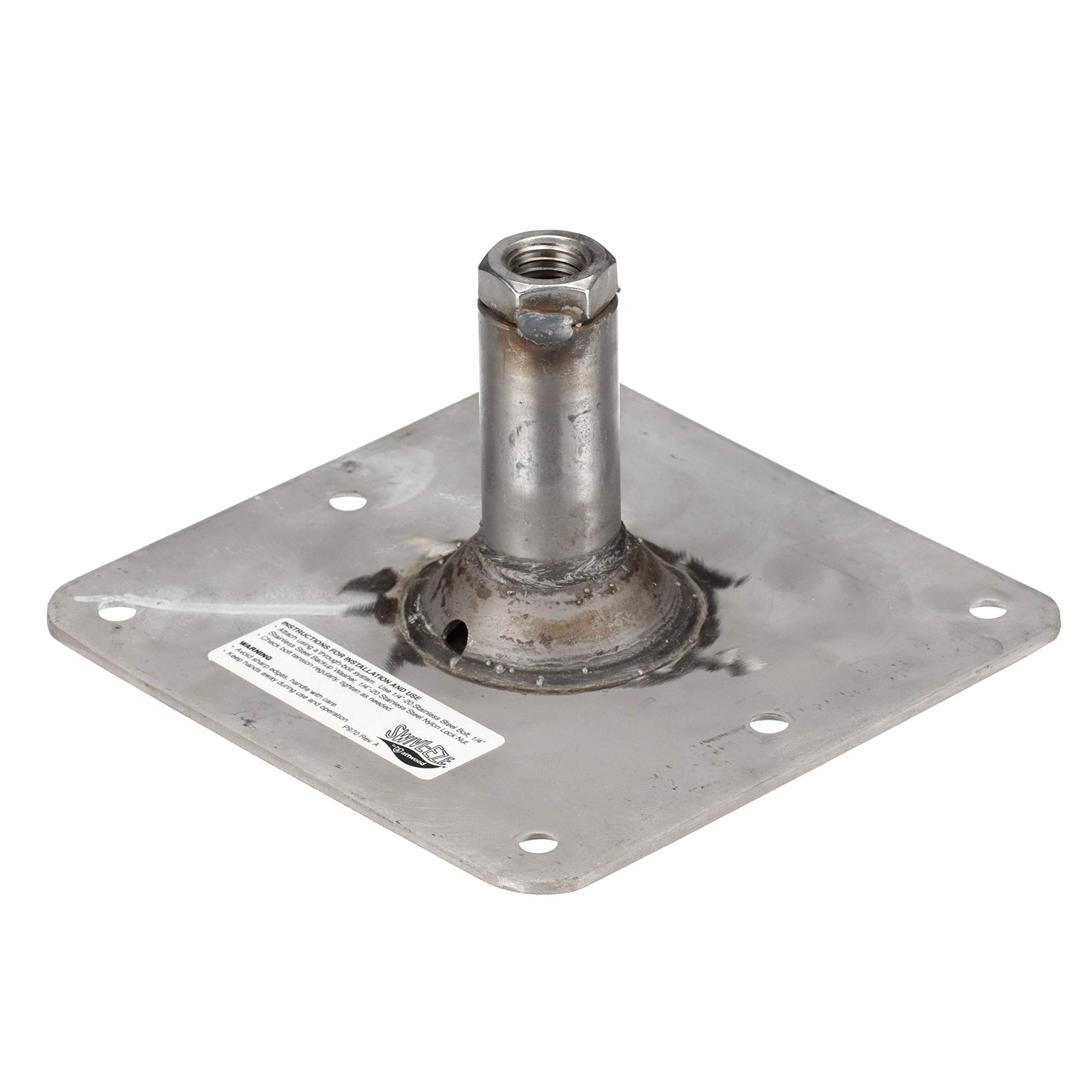 Lock’N-Pin Attwood SP-67739-T ¾-Inch Pin Base — 7x7-Inch Base, Threaded, Acetal Bushing, Pre-Drilled for Mounting