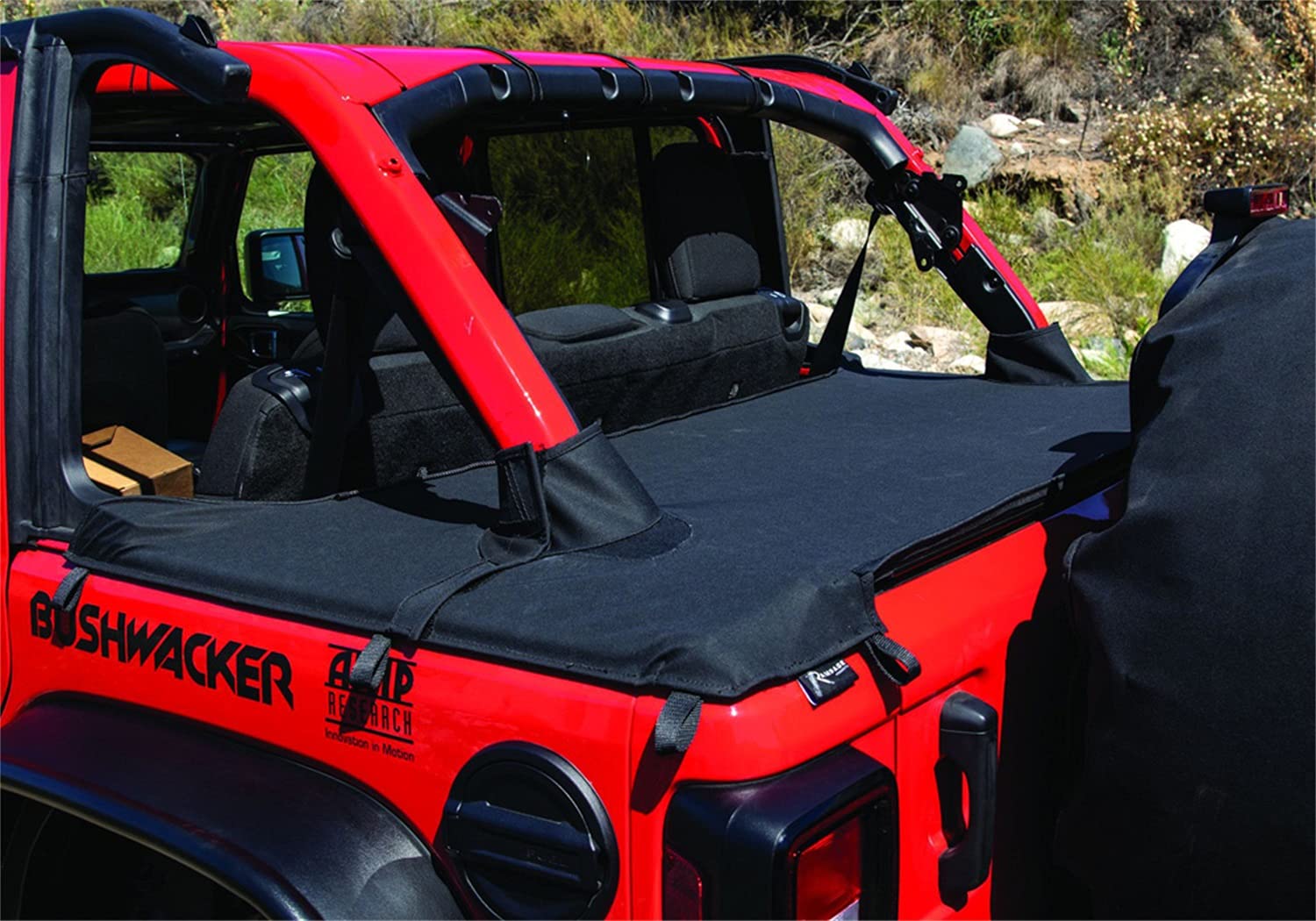 Tonneau Cover RAMPAGE PRODUCTS for Jeep Wrangler JL | Black Diamond, Vinyl |Tailgate Bar Kit | 741036 | Fits 2018-2025 Jeep Wrangler JLU Rubicon/Sahara/Sport S/Sport 4-Door